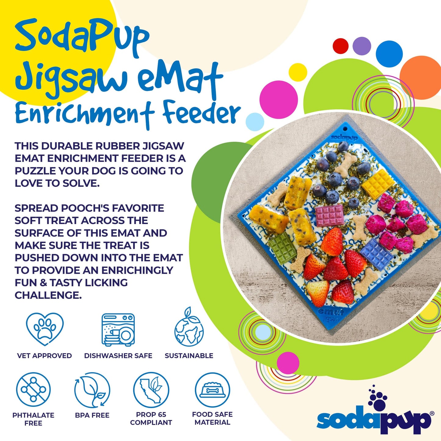 Dog & Cat Lick Mat - Jigsaw Enrichment, Slow Feeder