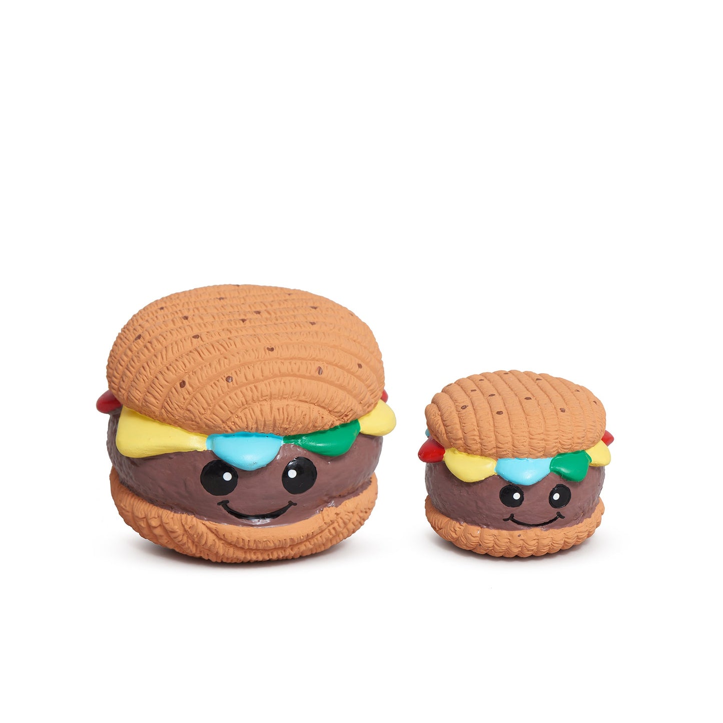Dog Ball Toy - Hamburger Shape, Latex, Squeaky