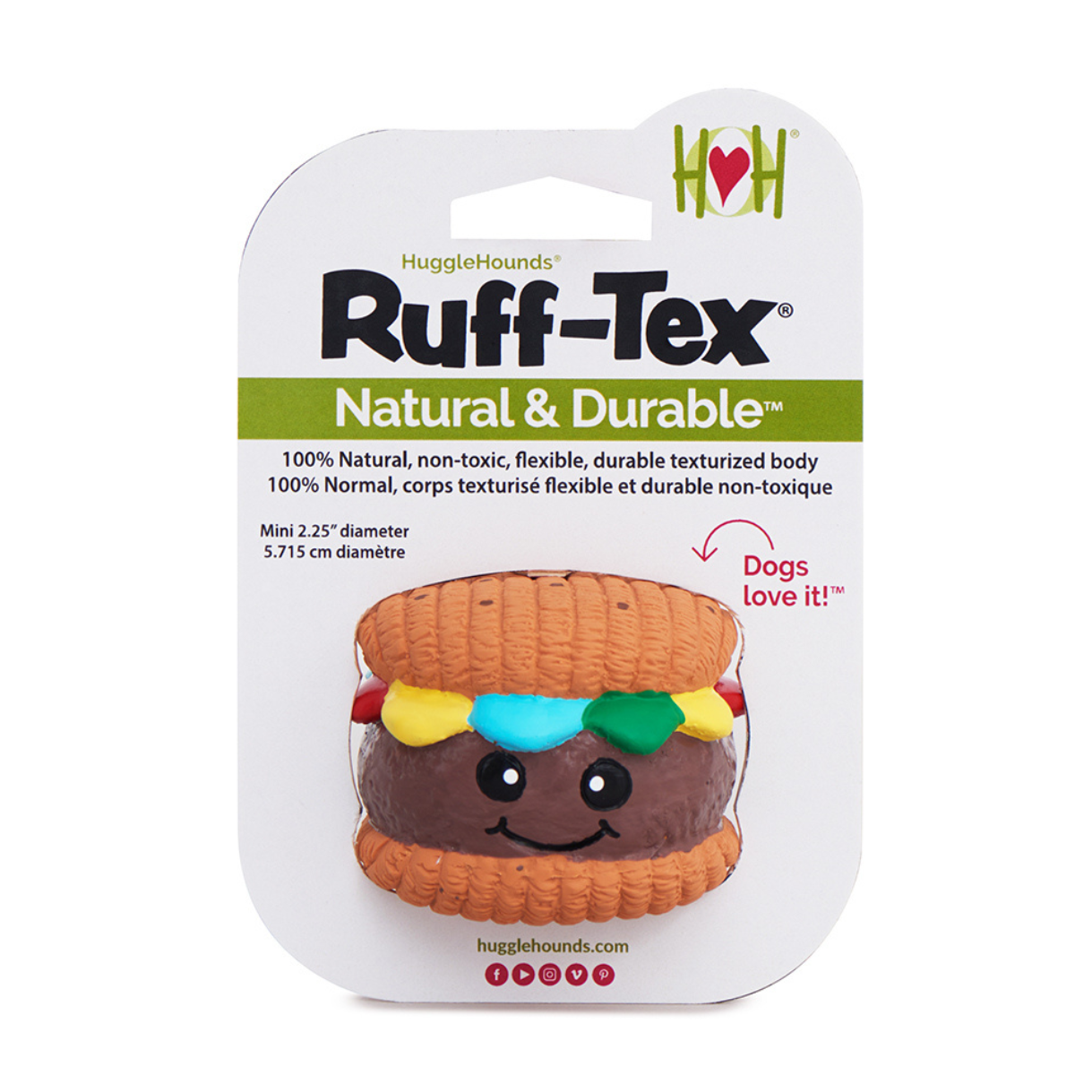 Dog Ball Toy - Hamburger Shape, Latex, Squeaky