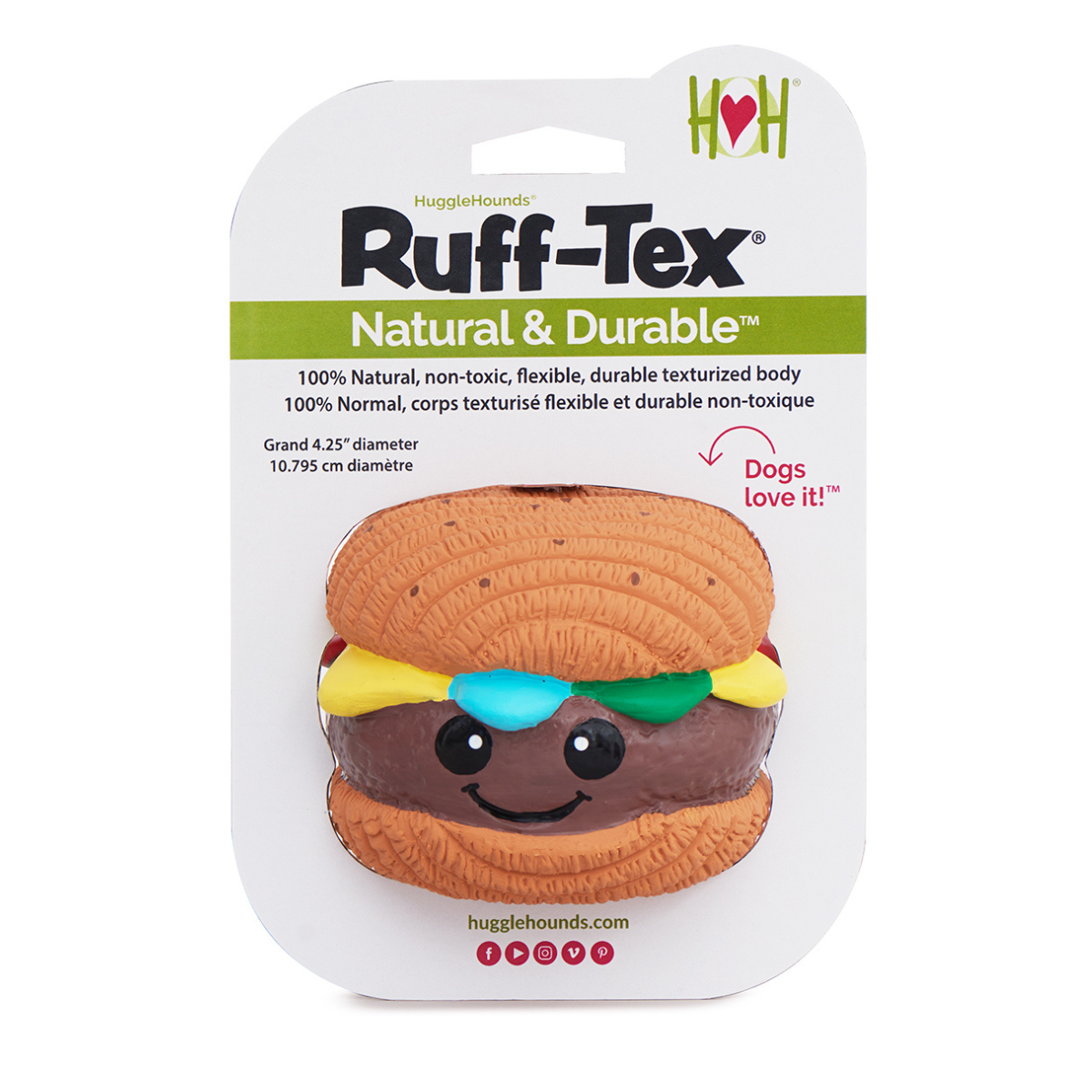 Dog Ball Toy - Hamburger Shape, Latex, Squeaky