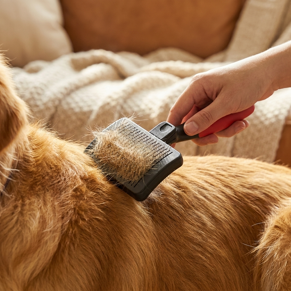 Dog & Cat Slicker Brush - Self-Cleaning, Retractable Pins