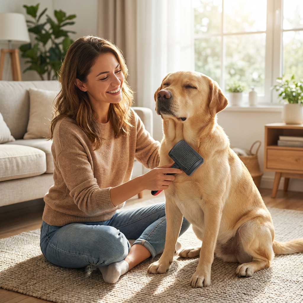 Dog & Cat Slicker Brush - Self-Cleaning, Retractable Pins
